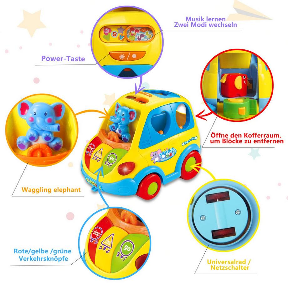 Activity-board  Jouet pour bébé, voiture à sons d'animaux/musique pour les tout-petits 