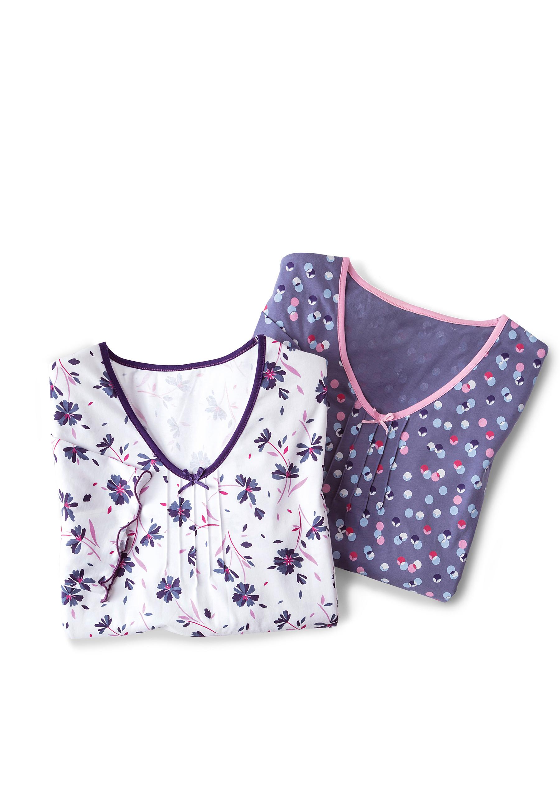 Image of 2er-pack Jersey-nachthemden Aus Reiner Gekämmter Baumwolle. Damen Blau 34/36