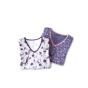 Lot de 2 chemises de nuit maille jersey pur coton peigné.