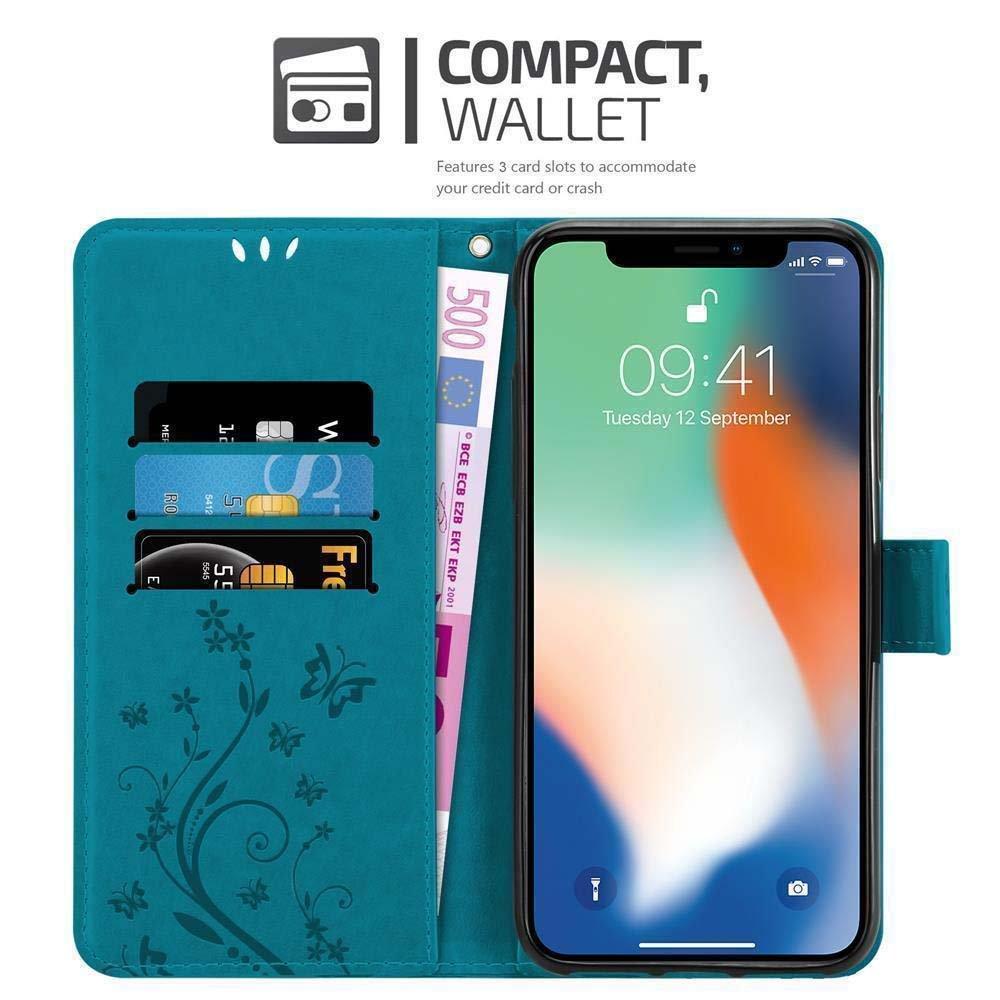 Cadorabo  Hülle für Apple iPhone X / XS Blumen Design Magnetverschluss 