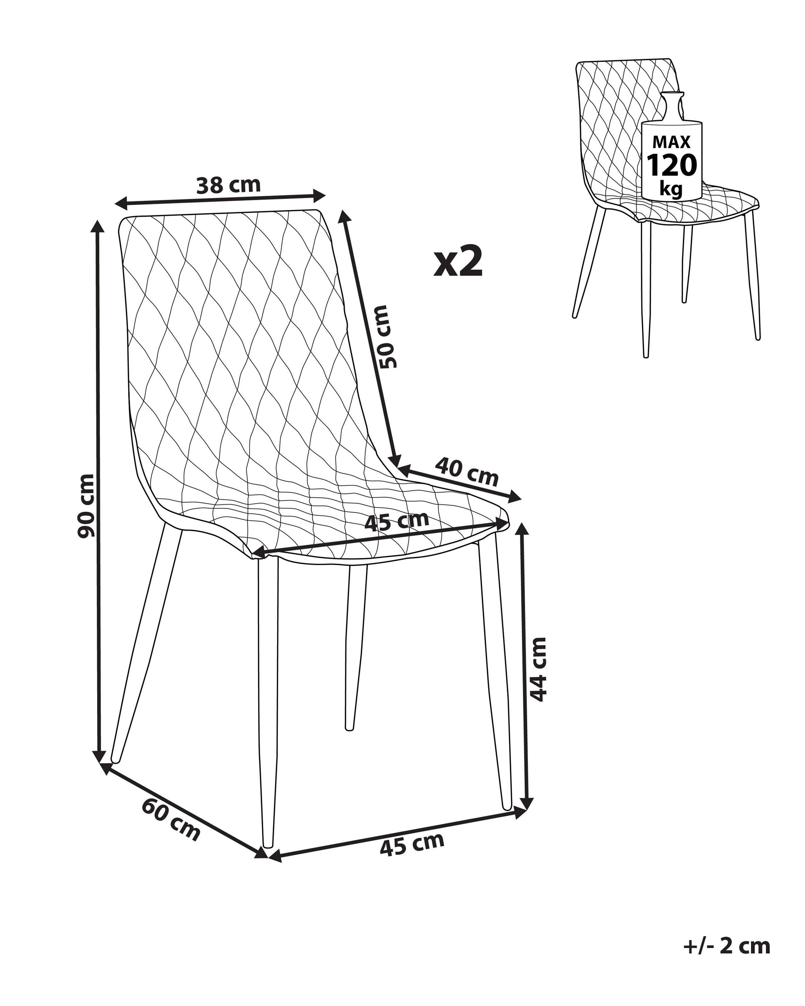 Beliani Lot de 2 chaises de salle à manger en Cuir PU Glamour MONTANA  