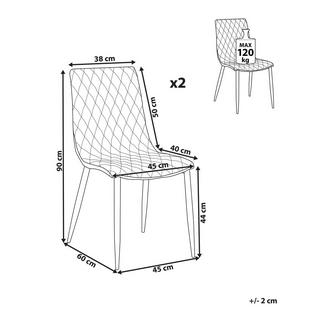 Beliani Lot de 2 chaises de salle à manger en Cuir PU Glamour MONTANA  