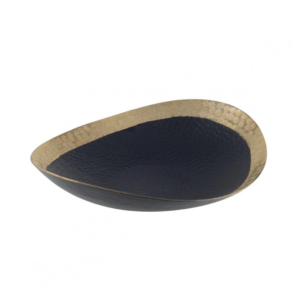 Image of Obstschale aus em Metall mit goldfarbenem Rand 35x29cm Obstschale aus em Metall mit goldfarbenem Rand 35x29cm