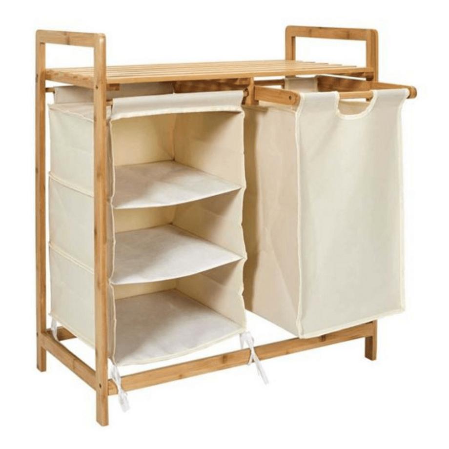 Calicosy Rangement salle de bain avec compartiments et panier à linge - L77 cm  