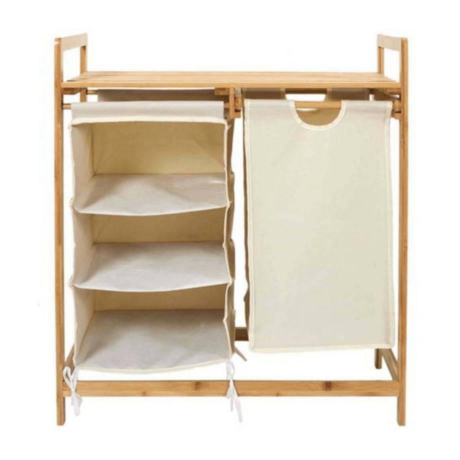 Calicosy Rangement salle de bain avec compartiments et panier à linge - L77 cm  