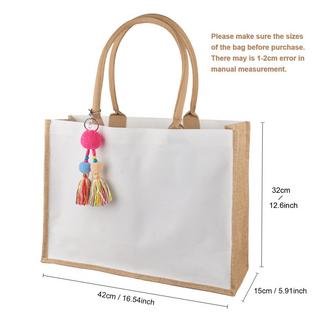 Only-bags.store  Jute Tasche Shopper, große Jute Tasche Strand Tasche faltbar wasserdicht Einkaufstaschen Handtasche für Picknick Reisen Einkaufen Strand und Alltag 