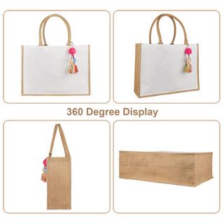 Only-bags.store  Jute Tasche Shopper, große Jute Tasche Strand Tasche faltbar wasserdicht Einkaufstaschen Handtasche für Picknick Reisen Einkaufen Strand und Alltag 