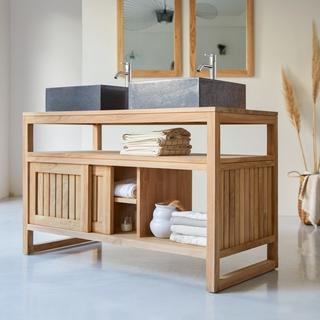 Tikamoon Meuble sous vasque en teck massif 120 cm Colonial  