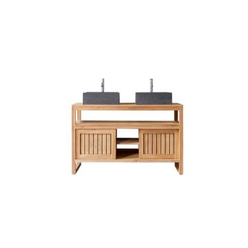 Meuble sous vasque en teck massif 120 cm Colonial