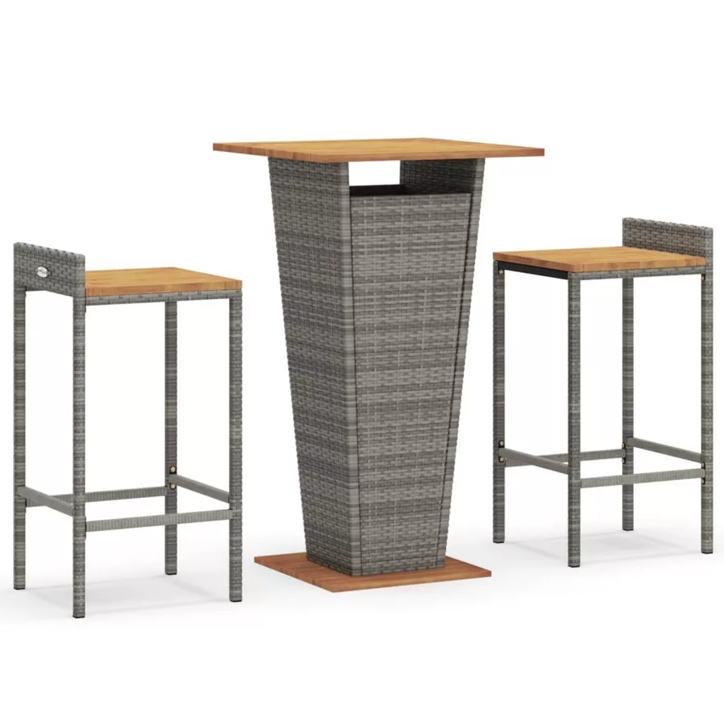 VidaXL - Gartenbar set poly-rattan, One Size, Grau