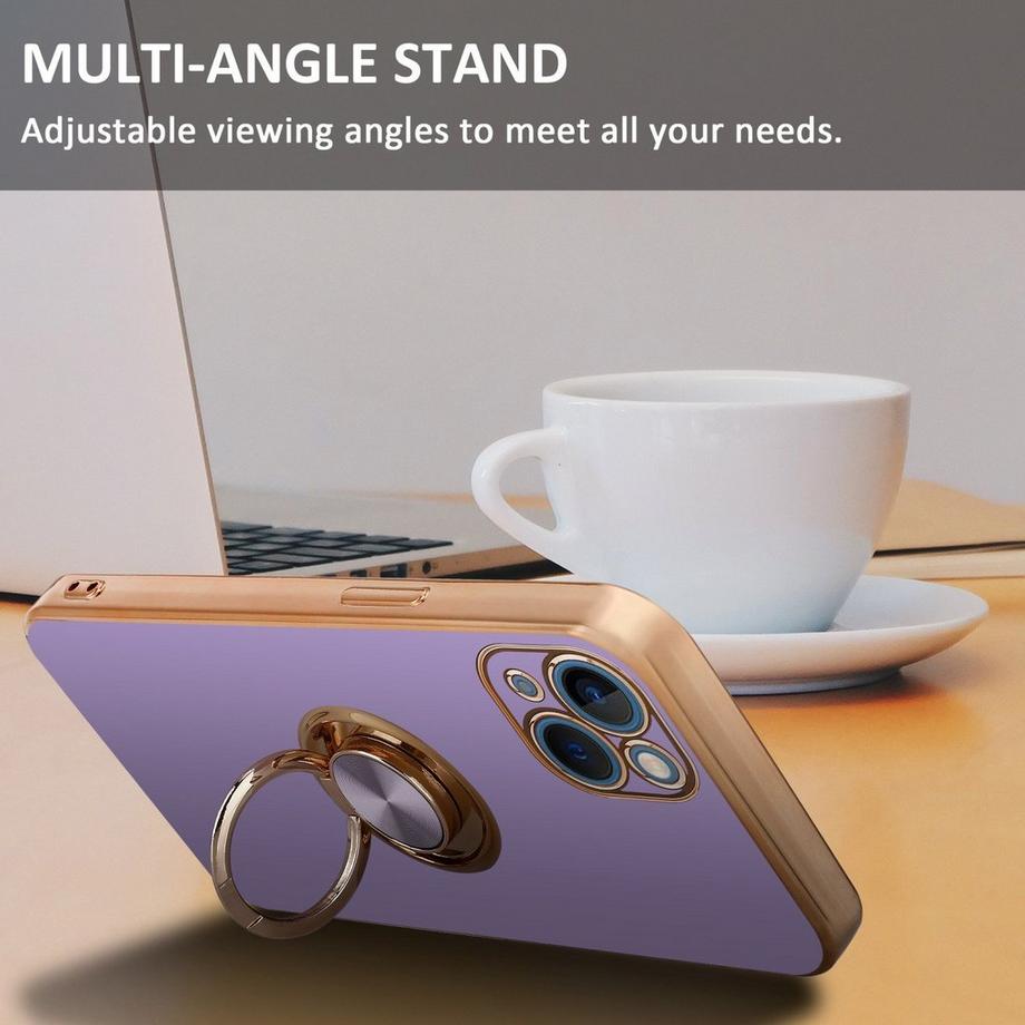 Cadorabo  Housse compatible avec Apple iPhone 14 avec anneau - Coque de protection en silicone TPU flexible, avec protection pour appareil photo et support voiture magnétique 