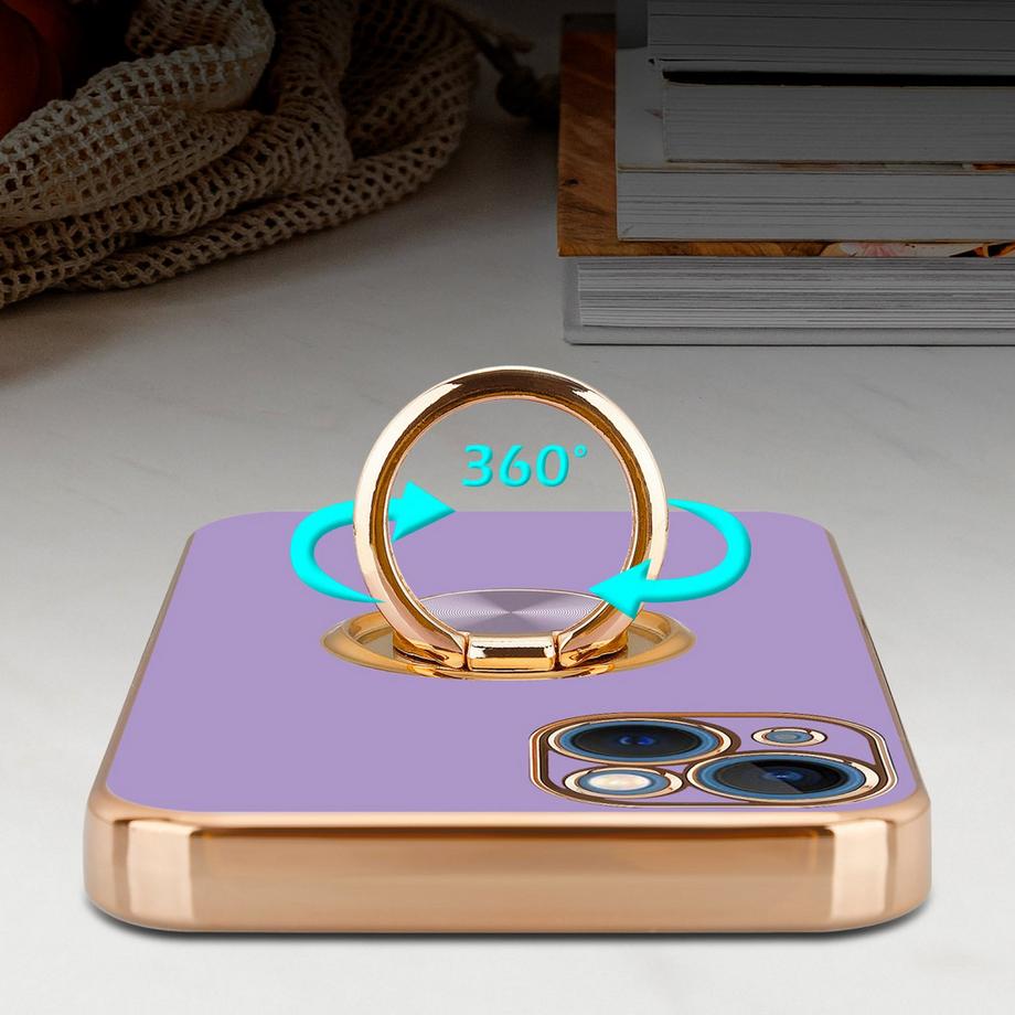 Cadorabo  Housse compatible avec Apple iPhone 14 avec anneau - Coque de protection en silicone TPU flexible, avec protection pour appareil photo et support voiture magnétique 