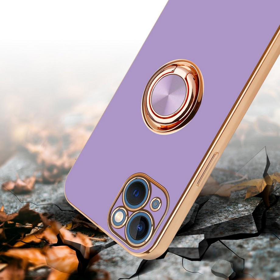 Cadorabo  Housse compatible avec Apple iPhone 14 avec anneau - Coque de protection en silicone TPU flexible, avec protection pour appareil photo et support voiture magnétique 