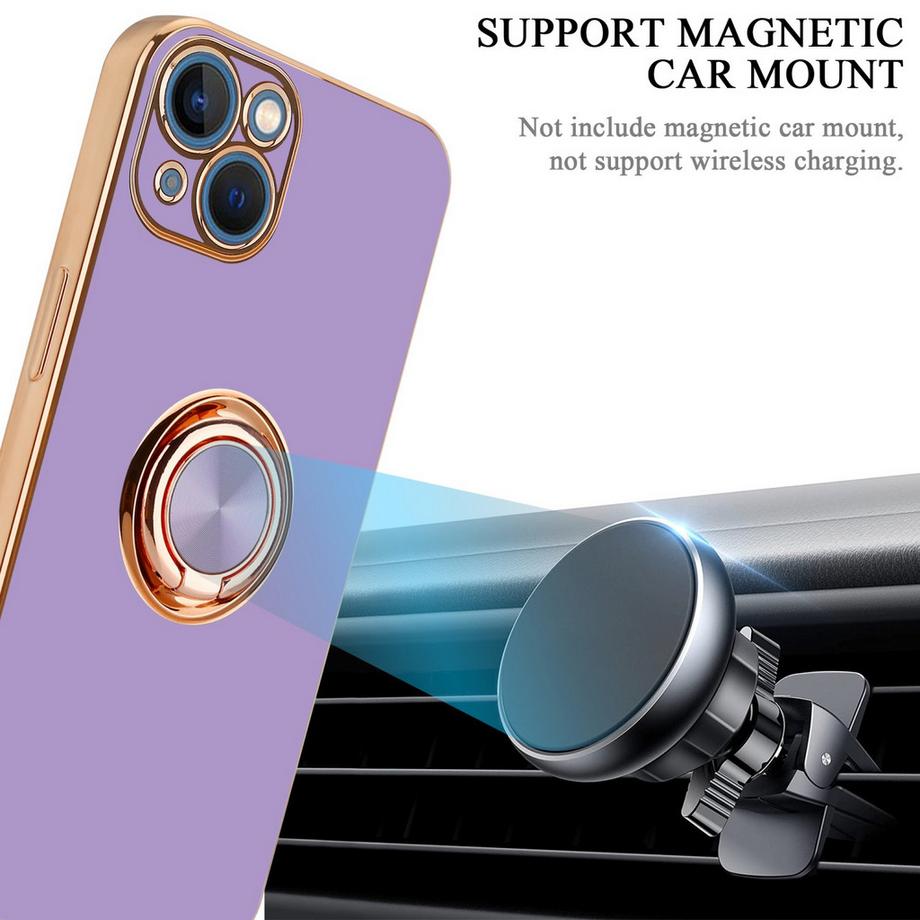 Cadorabo  Housse compatible avec Apple iPhone 14 avec anneau - Coque de protection en silicone TPU flexible, avec protection pour appareil photo et support voiture magnétique 