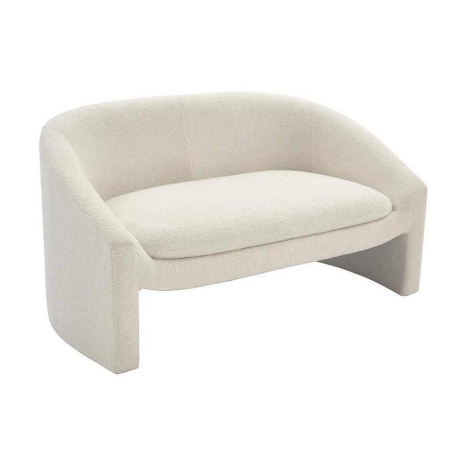 Vente-unique Canapé 2 places et fauteuil en tissu bouclette blanc OSSANA  