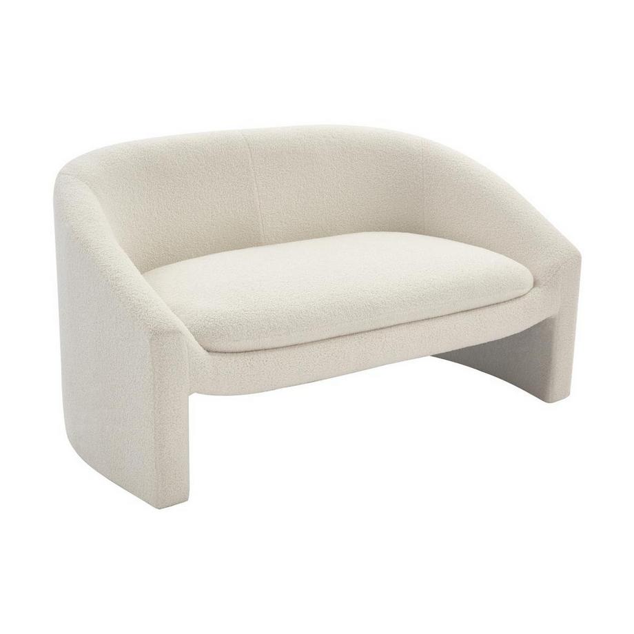 Vente-unique Canapé 2 places et fauteuil en tissu bouclette blanc OSSANA  
