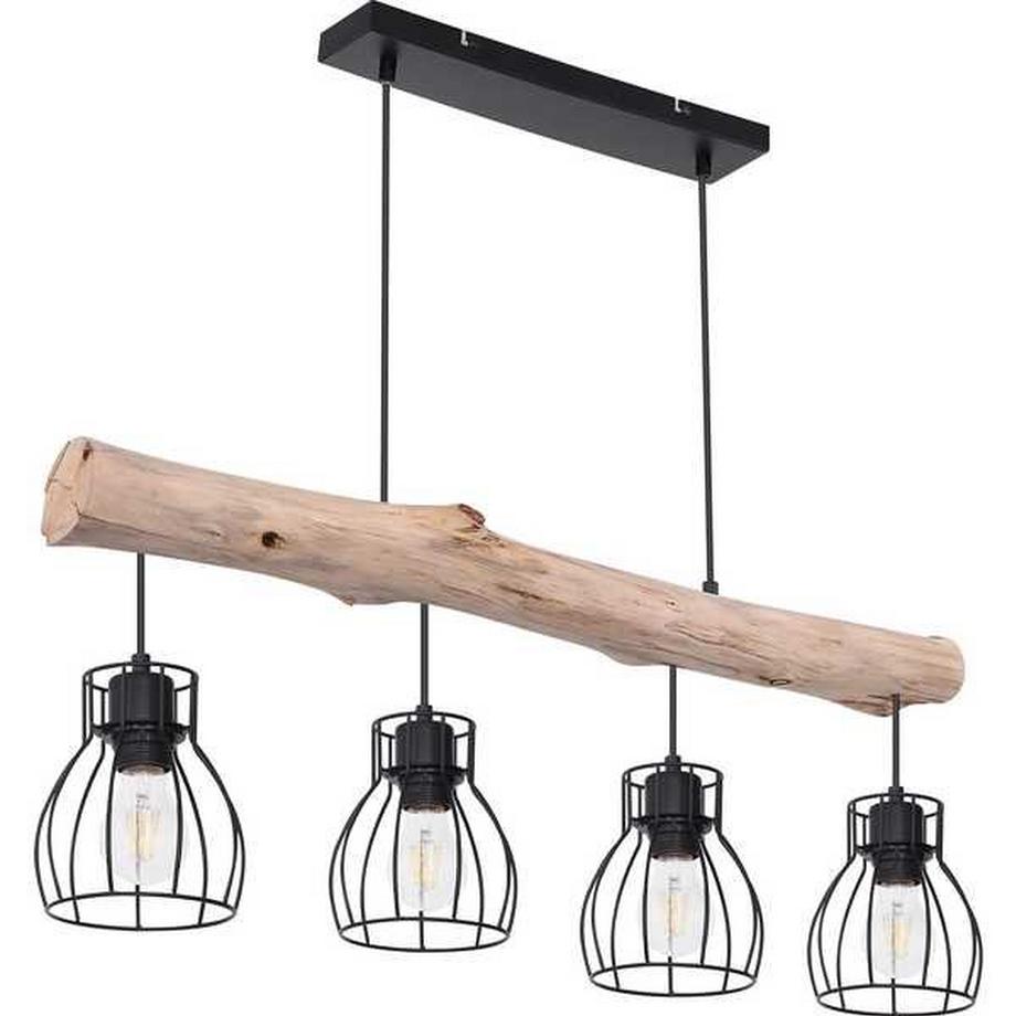 mutoni Lampe à suspension Mina métal noir 4xE27  