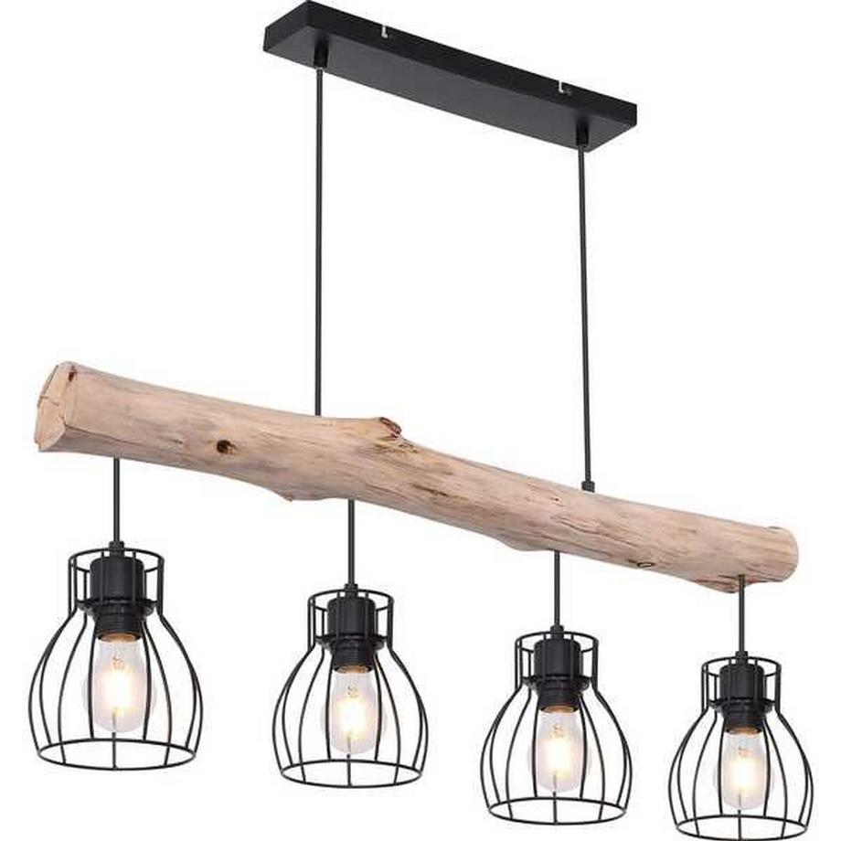 mutoni Lampe à suspension Mina métal noir 4xE27  