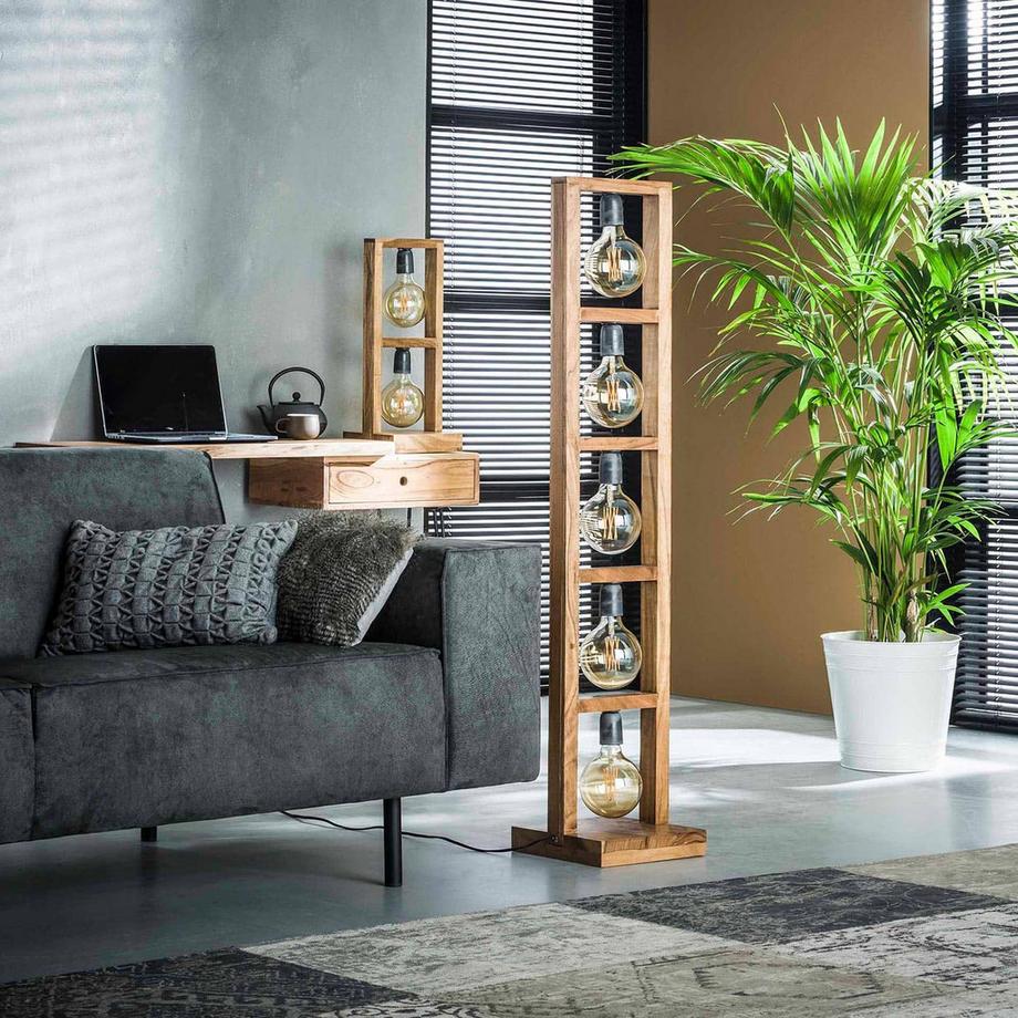 mutoni Lampada da terra 5L Modulo struttura in legno massello di acacia  