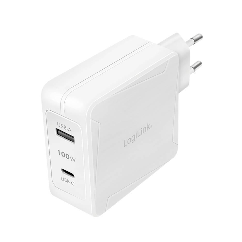 LogiLink  USB-Steckdosenadapter, 1x USB-C (PD) & 1x USB-A, GaN-Technologie, 100 W 