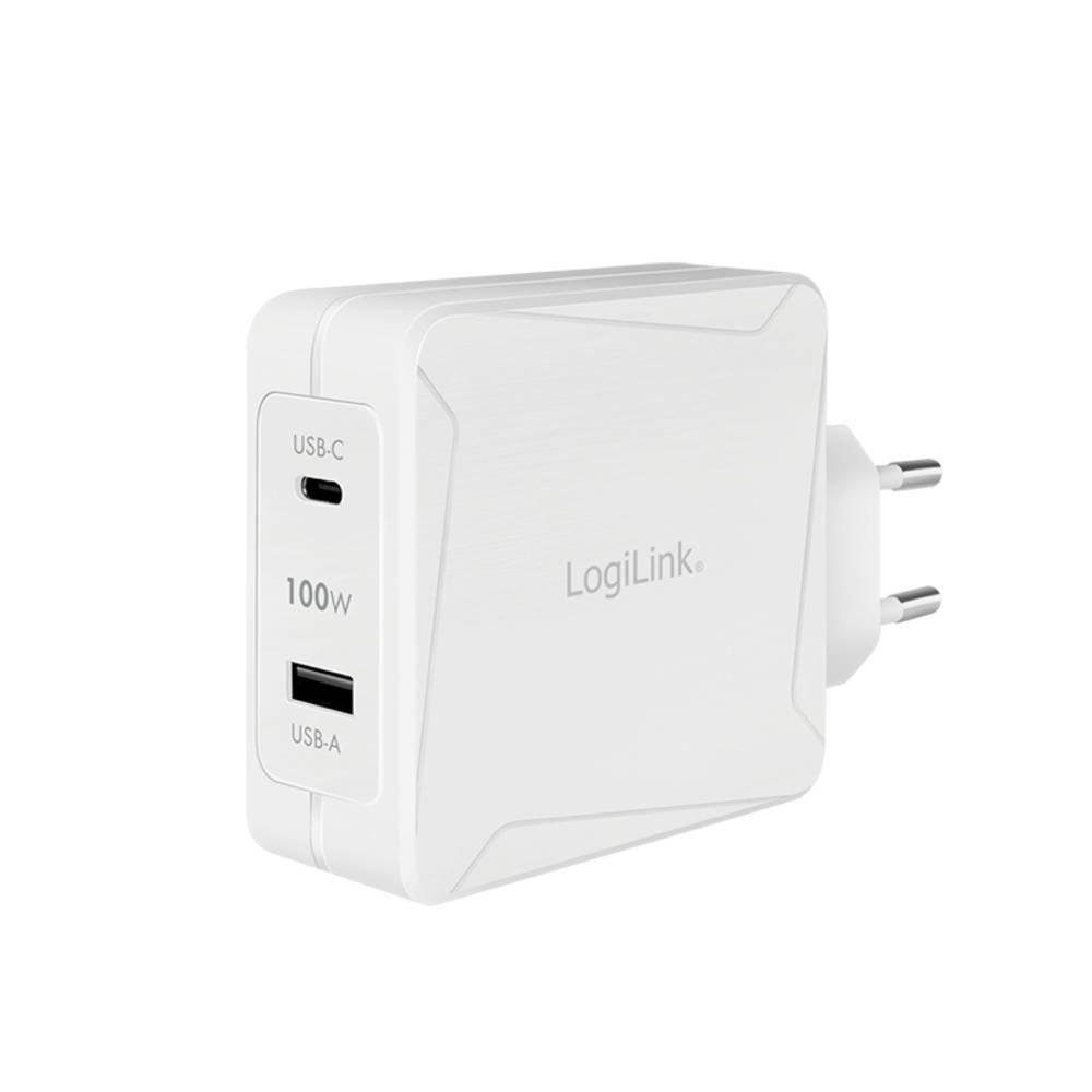 LogiLink  USB-Steckdosenadapter, 1x USB-C (PD) & 1x USB-A, GaN-Technologie, 100 W 