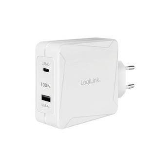 LogiLink  USB-Steckdosenadapter, 1x USB-C (PD) & 1x USB-A, GaN-Technologie, 100 W 