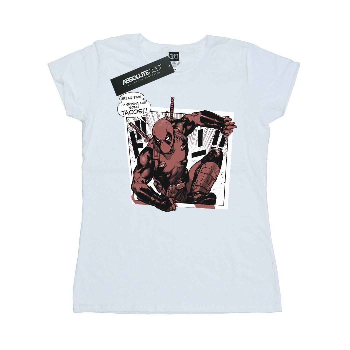 Image of Deadpool Breaktime Tacos Tshirt Damen Weiss L