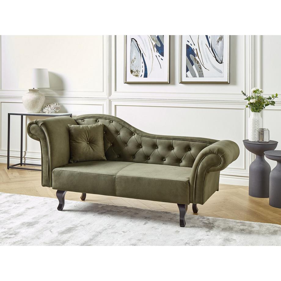 Beliani Chaise longue côté gauche en Velours Rétro LATTES  