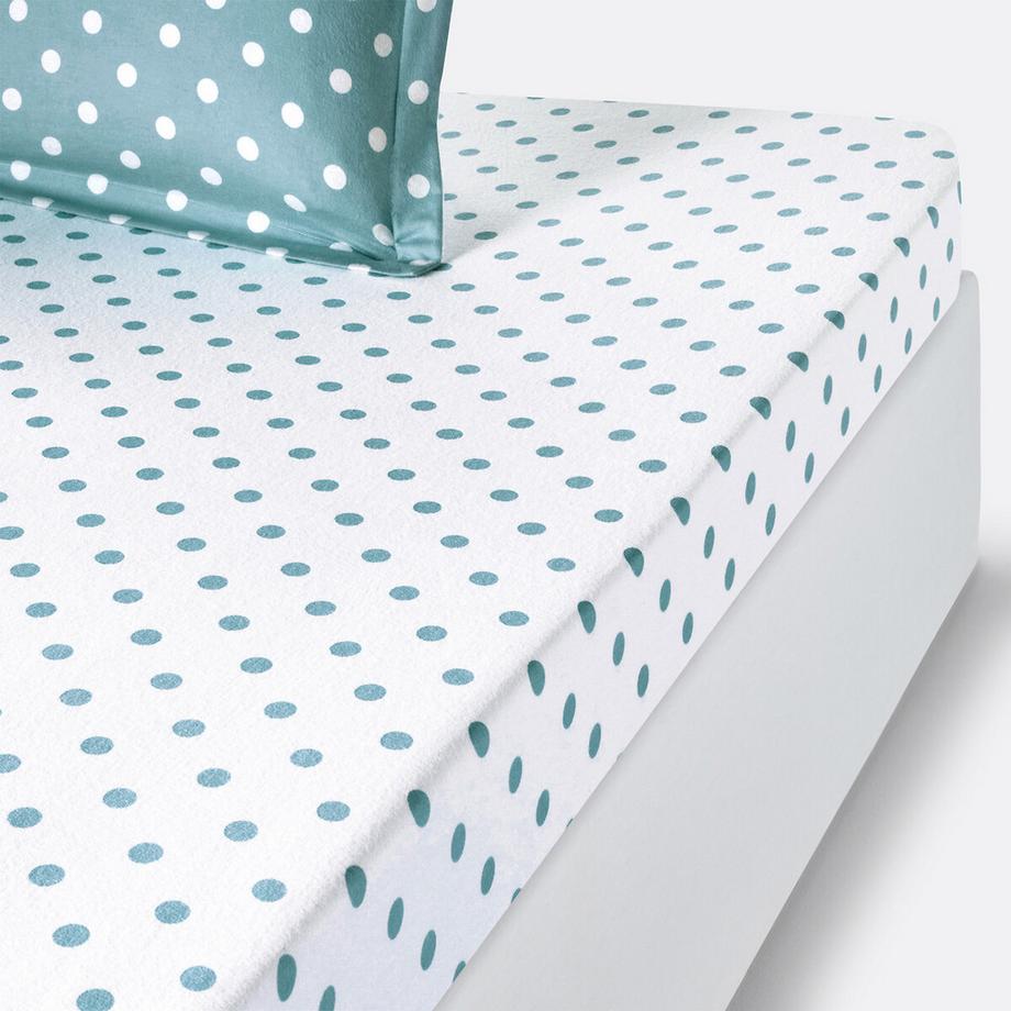 Drap housse flanelle imprimé pois