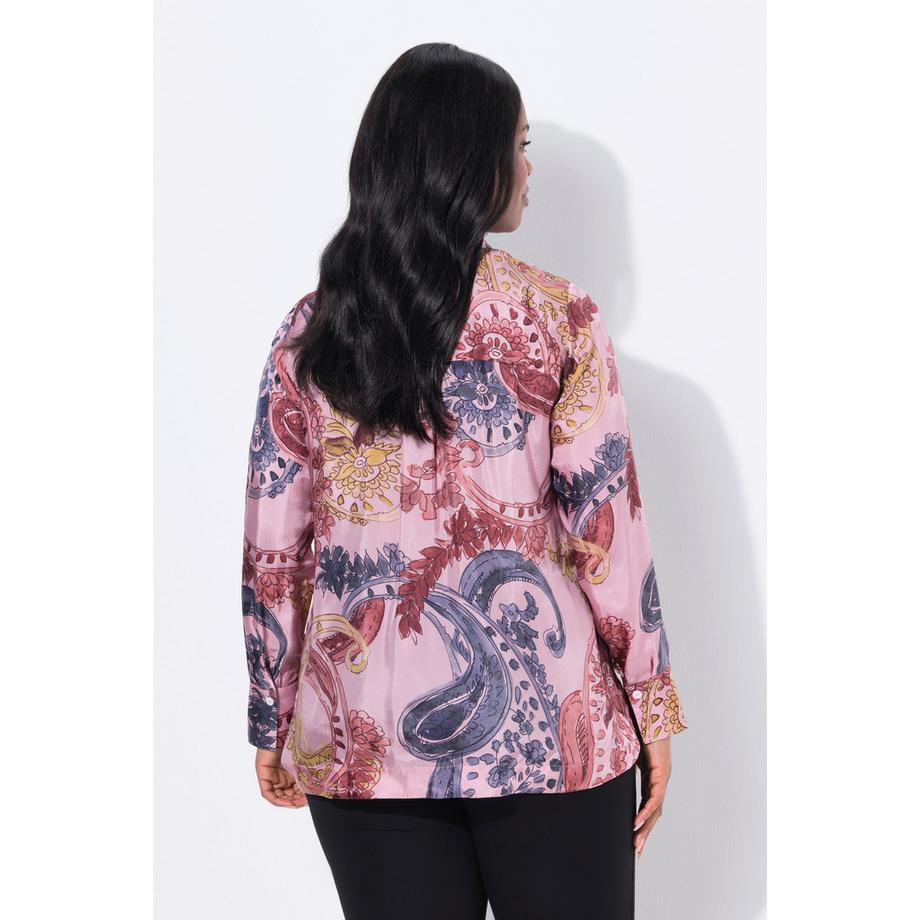 Ulla Popken Chemisier Cupro Manches Longues Motif Floral  