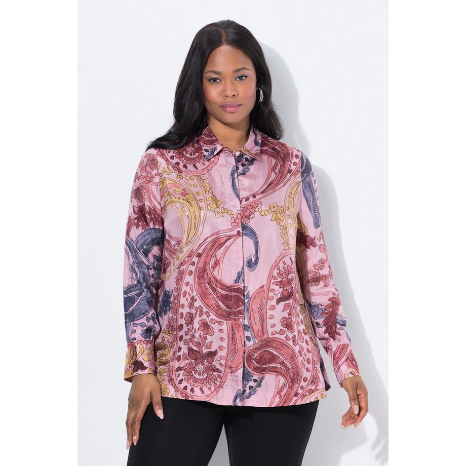 Ulla Popken Chemisier Cupro Manches Longues Motif Floral  