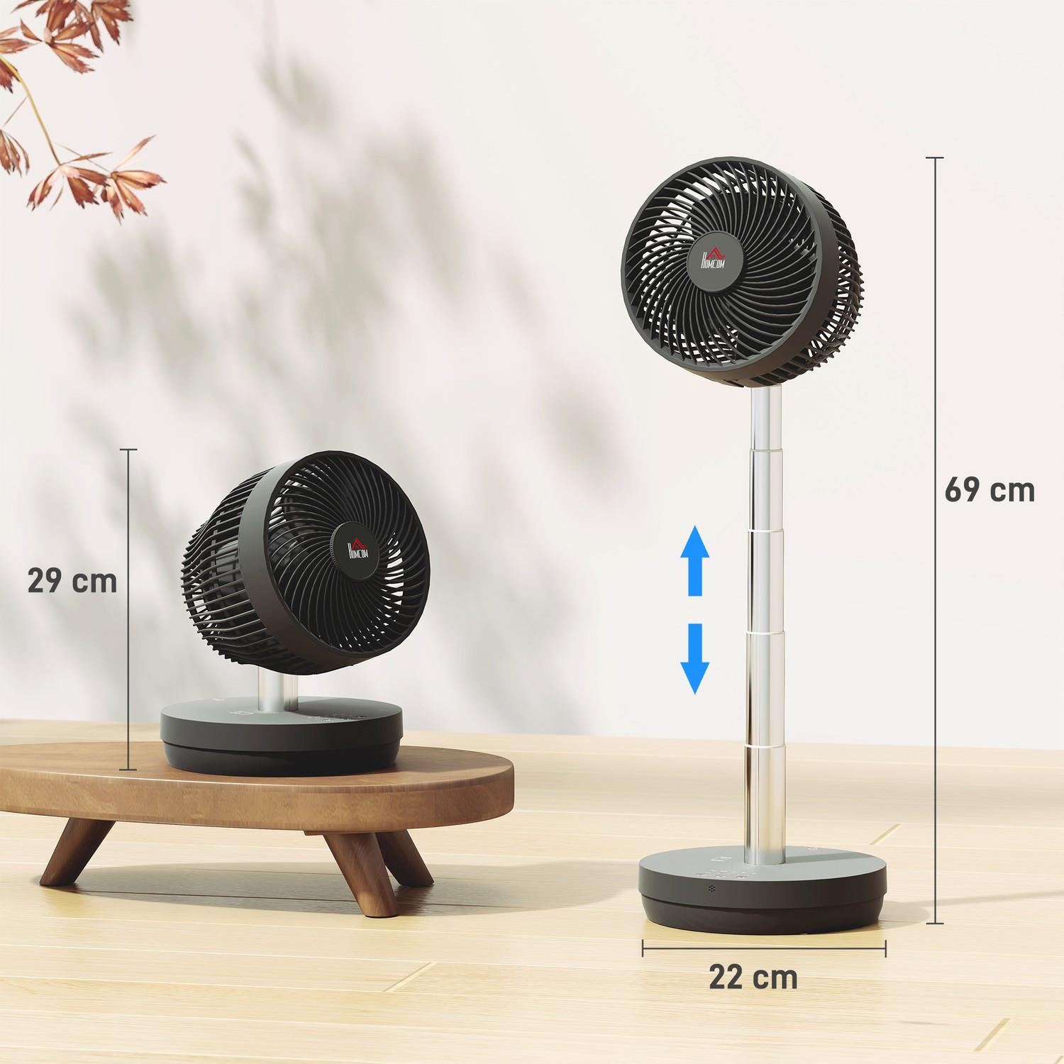 Northio Standventilator USB Wiederaufladbarer Ventilator mit Fernbedienung einstellbarer Neigung Oszillation 10 Geschwindigkeitsstufen Timer Höhenverstellbar Teleskopventilator für Büro Camping |  