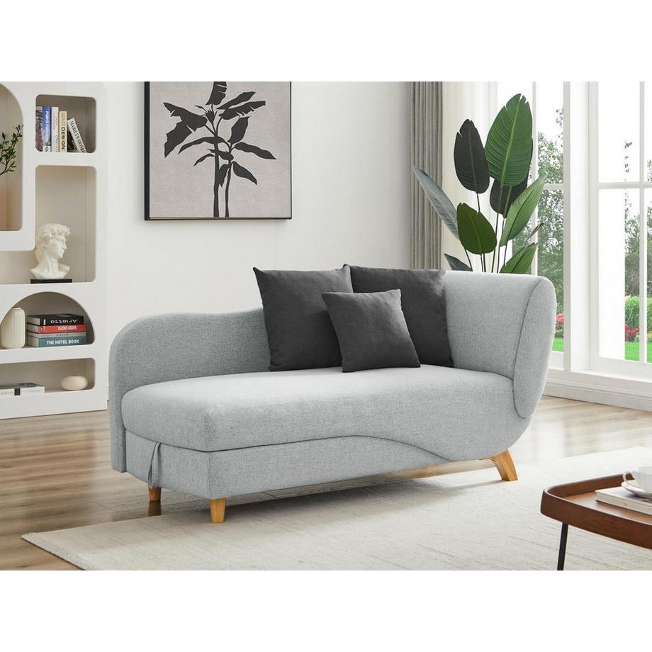 Vente-unique Recamiere mit Schlaffunktion & Stauraum - linksseitig - Stoff - Hellgrau - PENELOPE  