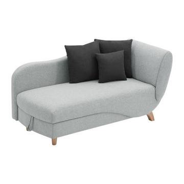 Méridienne gauche convertible en tissu gris clair avec coffre de rangement PENELOPE