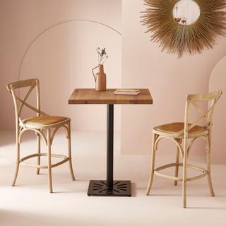 Calicosy Sedia da banco in legno massiccio e paglia di Vienna L50 cm - BISTROT  