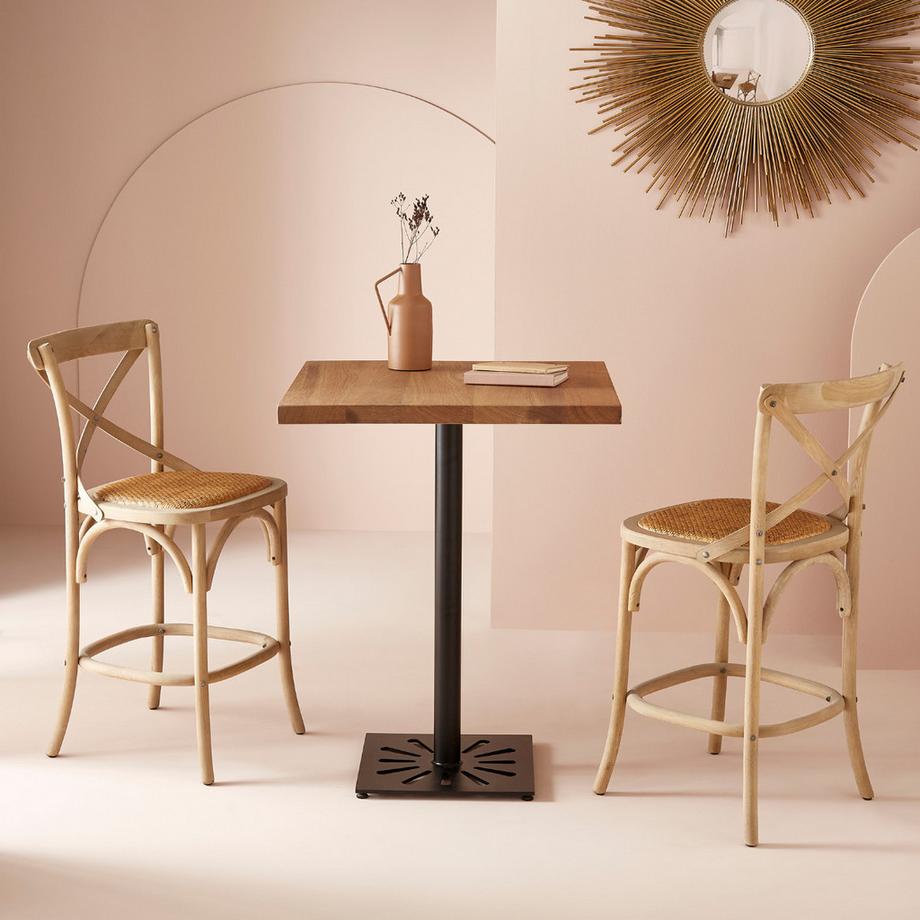 Calicosy Tresenhocker aus Massivholz und Wiener Geflecht L50 cm - BISTROT  