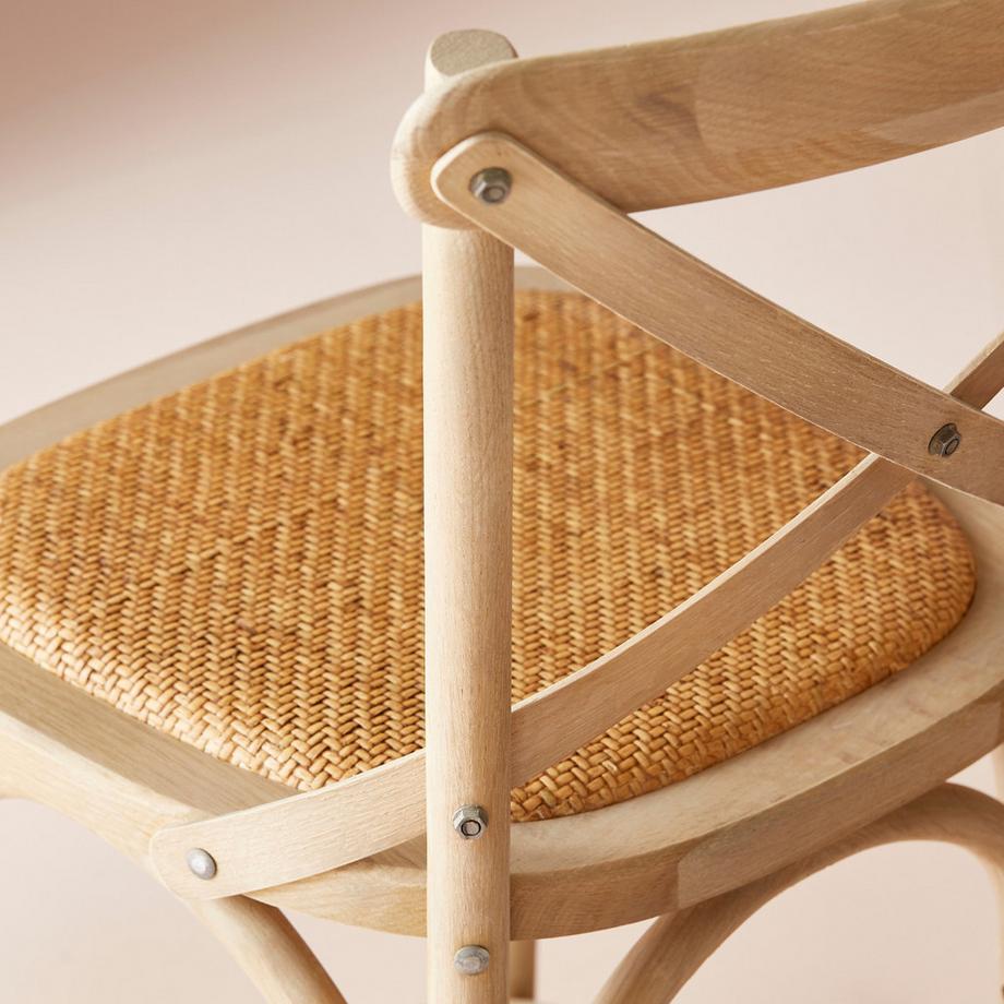 Calicosy Tresenhocker aus Massivholz und Wiener Geflecht L50 cm - BISTROT  