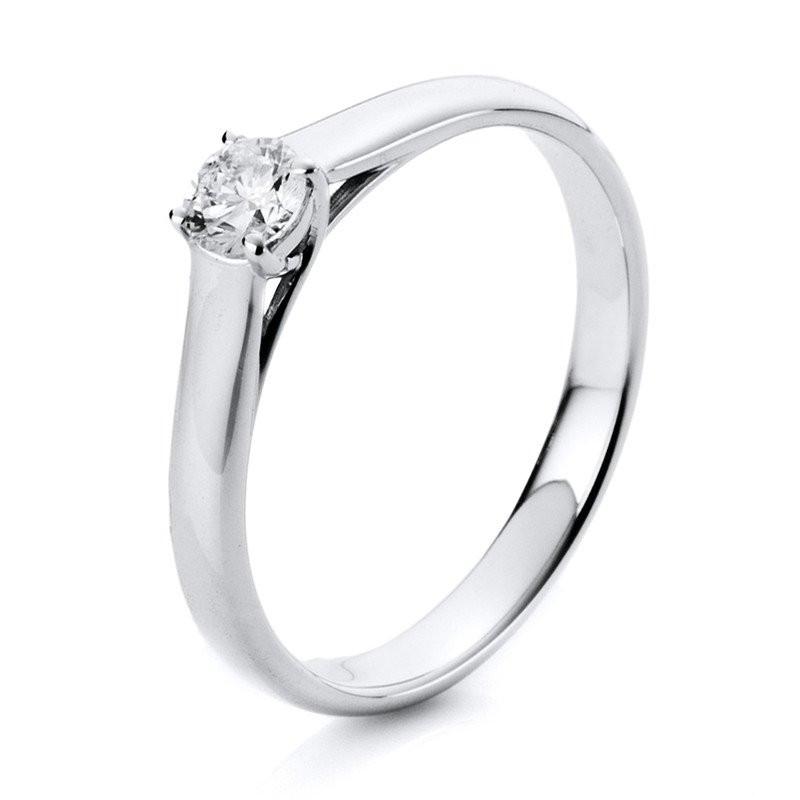 Image of Solitär-ring 750/18k Weissgold Diamant 0.25ct. Damen Silber 54