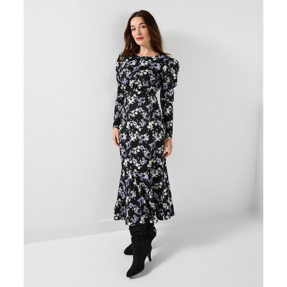 Midikleid mit Vintage-inspiriertem Blümchenmuster