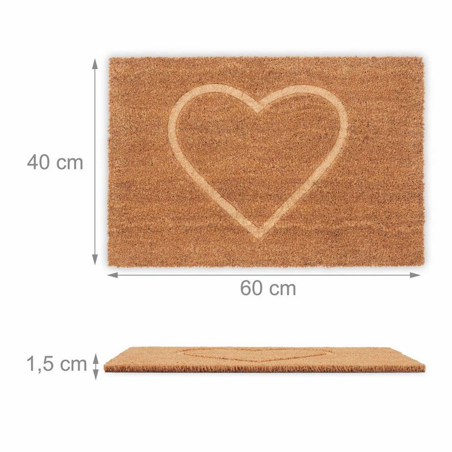 Northix Fußmatte Kokosnuss Herz  