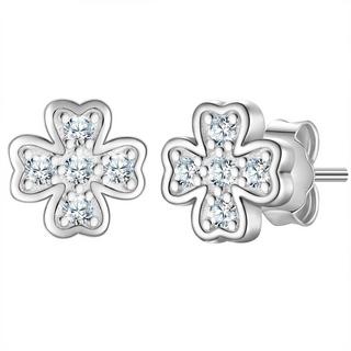 Glanzstücke München  Femme Boucles d´oreilles Feuille de trèfle 