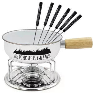 Fondue-Set mit Emailletopf Fondue ruft, Heidi Cheese Line
