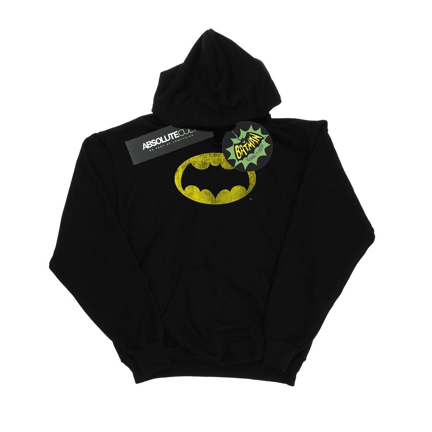 Image of Batman Tv Series Distressed Logo Kapuzenpullover Damen Schwarz XL