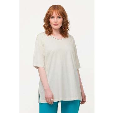 T-shirt dal taglio svasato in cotone Pima con scollo a V e mezze maniche