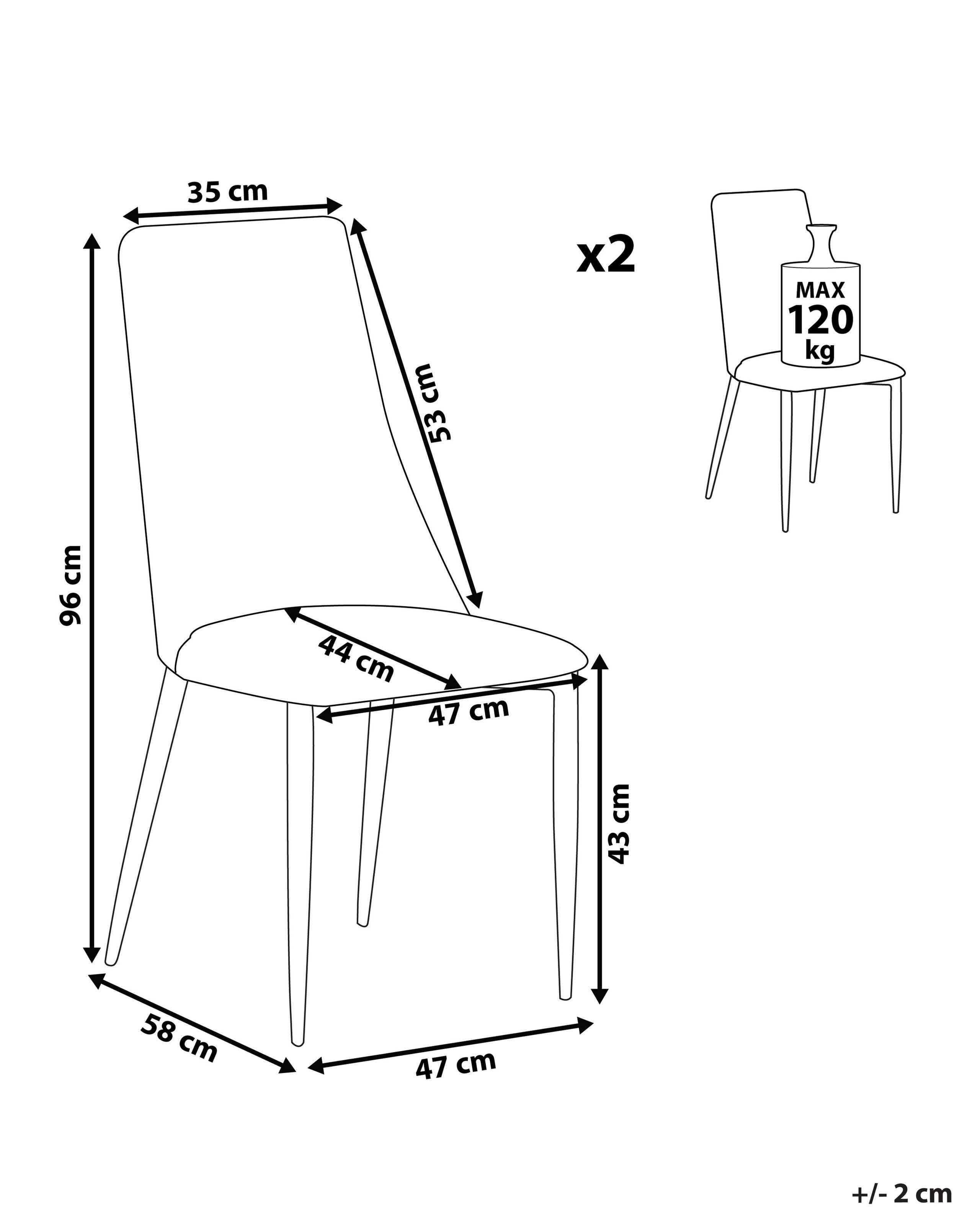 Beliani Lot de 2 chaises de salle à manger en Polyester Traditionnel CLAYTON  