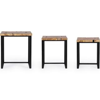 mutoni Tavolino Elwood nero naturale (set di 3)  