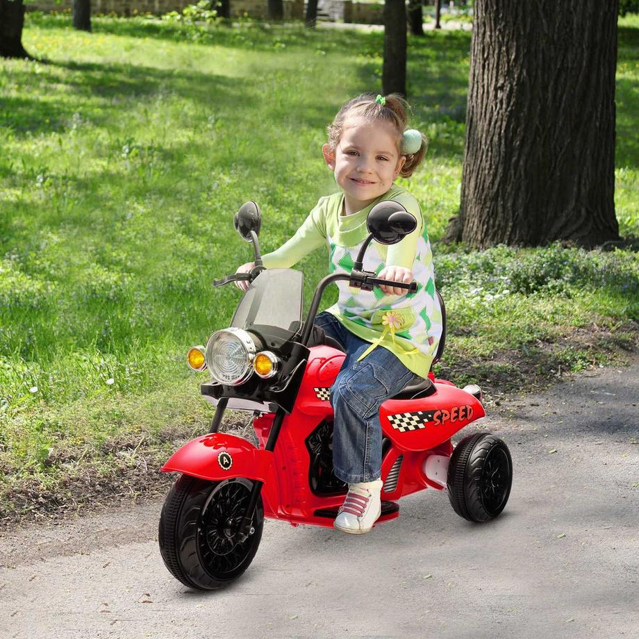Northio  Kinder Elektro-Motorrad, 6V Kindermotorrad mit Musik, Kinderfahrzeug mit LED-Scheinwerfer, 3-5 km/h, für 3-6 Jahre Kinder, max. 25 kg, Rot 