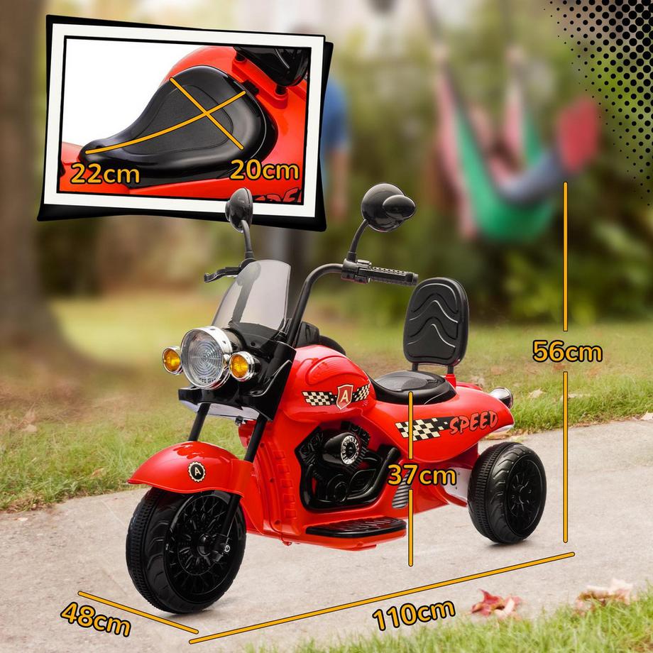 Northio  Kinder Elektro-Motorrad, 6V Kindermotorrad mit Musik, Kinderfahrzeug mit LED-Scheinwerfer, 3-5 km/h, für 3-6 Jahre Kinder, max. 25 kg, Rot 