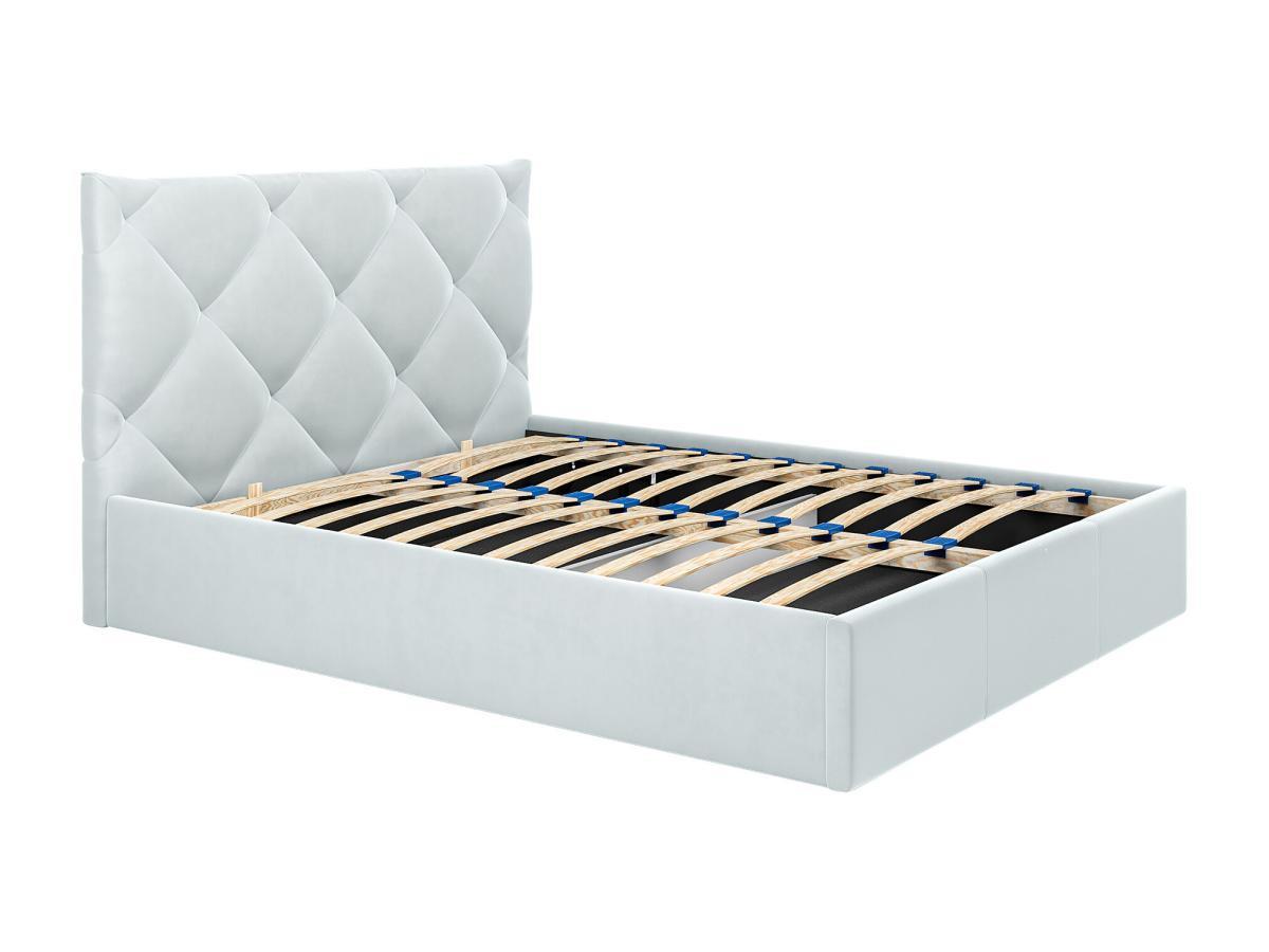 Image of Bett mit Bettkasten - 140 x 190 cm - Samt - Hellgrau - STARI von Pascal Morabito Bett mit Bettkasten - 140 x 190 cm - Samt - Hellgrau - STARI von Pascal Morabito