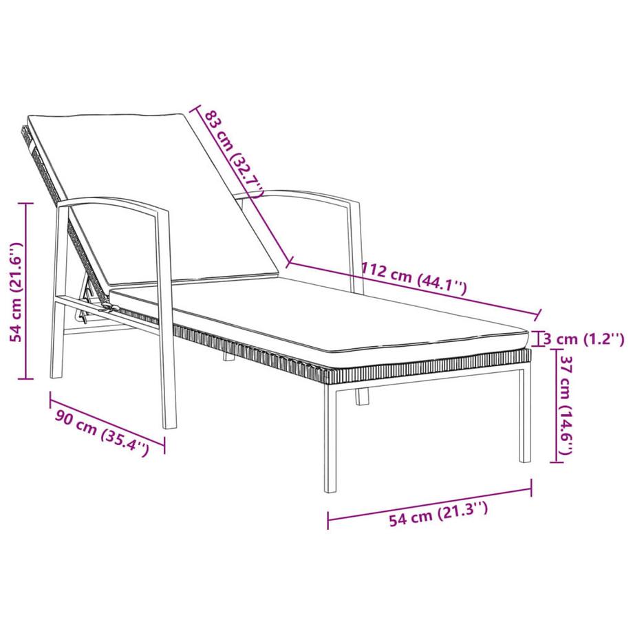 VidaXL Chaise longue rotin synthétique  